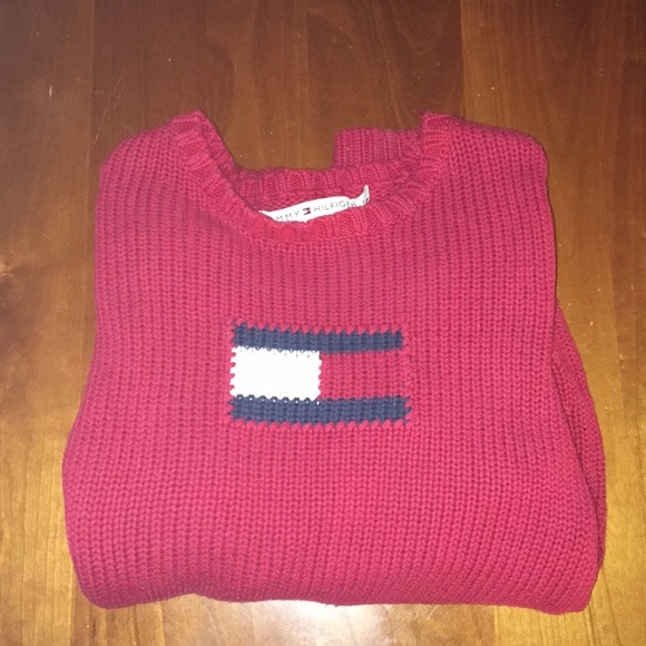Red Tommy Hilfiger knit sweater size M - Picture 4 of 4